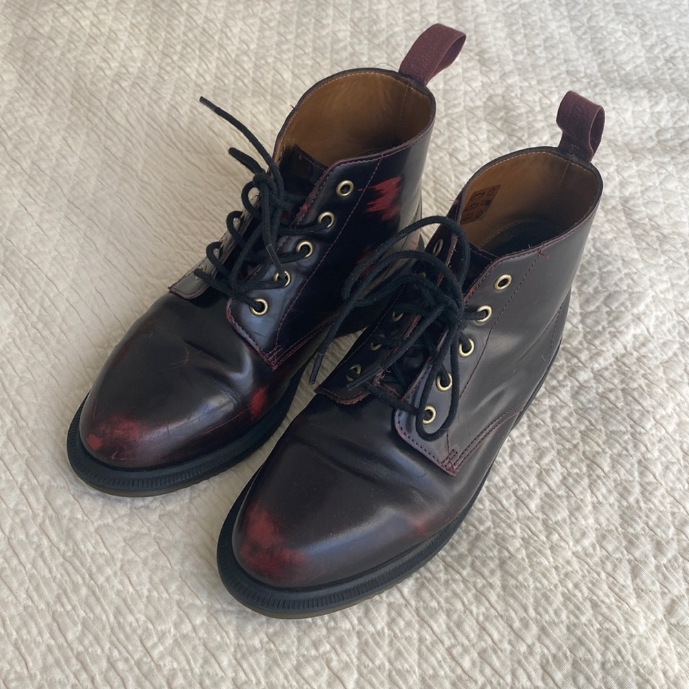 Dr Martens Emmeline Acacia Red Burgundy Boots Womens US 8 / UK 6 / 39 EU